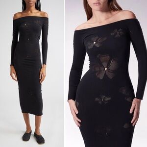 MACCAPANI The Monogram Off the Shoulder
Long Sleeve Dress Black One Size
